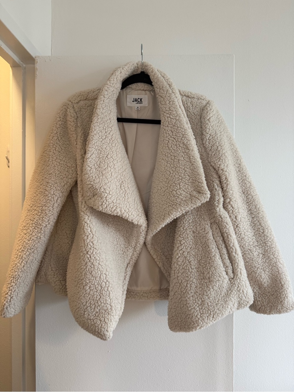 Jack by BB Dakota Cream Teddy Sherpa Jacket - Cozy Open-Front Coat